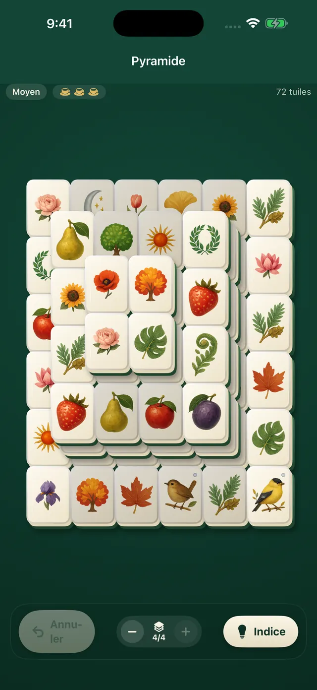 La disposition pyramide avec le jeu Garden