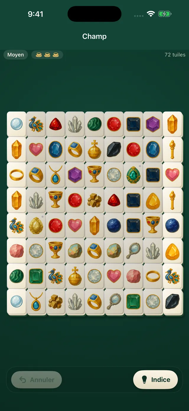 La disposition champ avec le jeu Gems