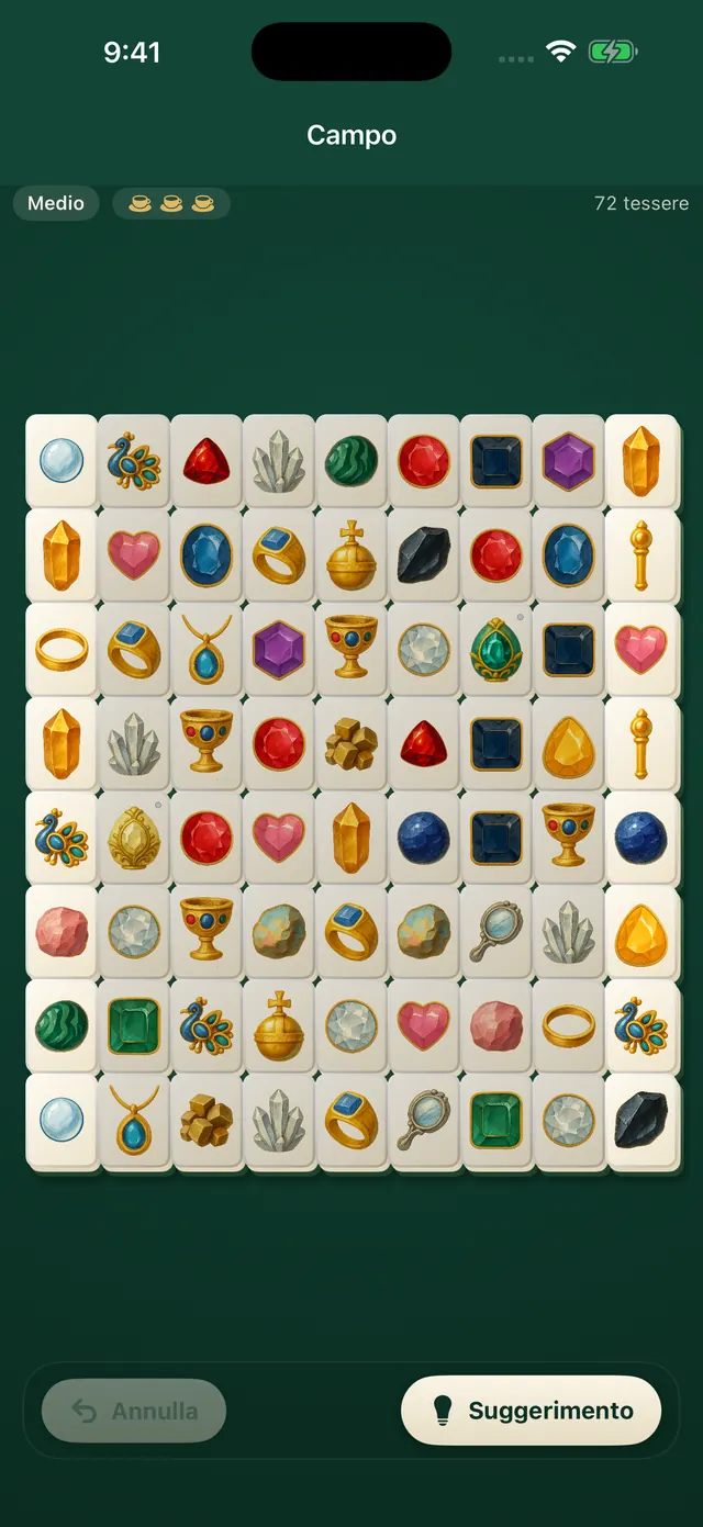 La disposizione campo con il set Gems