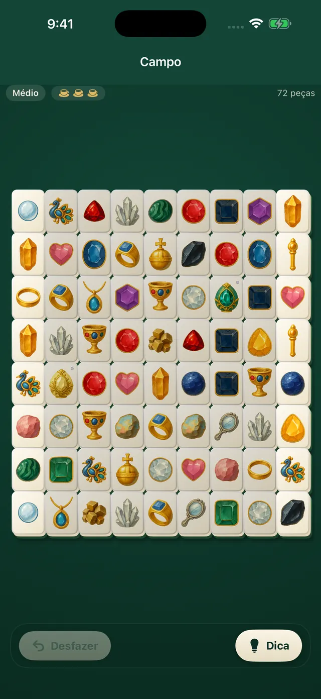 A disposição campo com o conjunto Gems