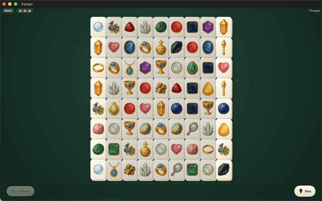 A disposição campo com o conjunto Gems